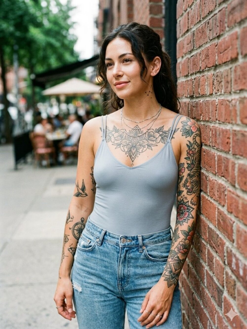 American Eagle V-Neck Double Strap Knit Bodysuit Grey